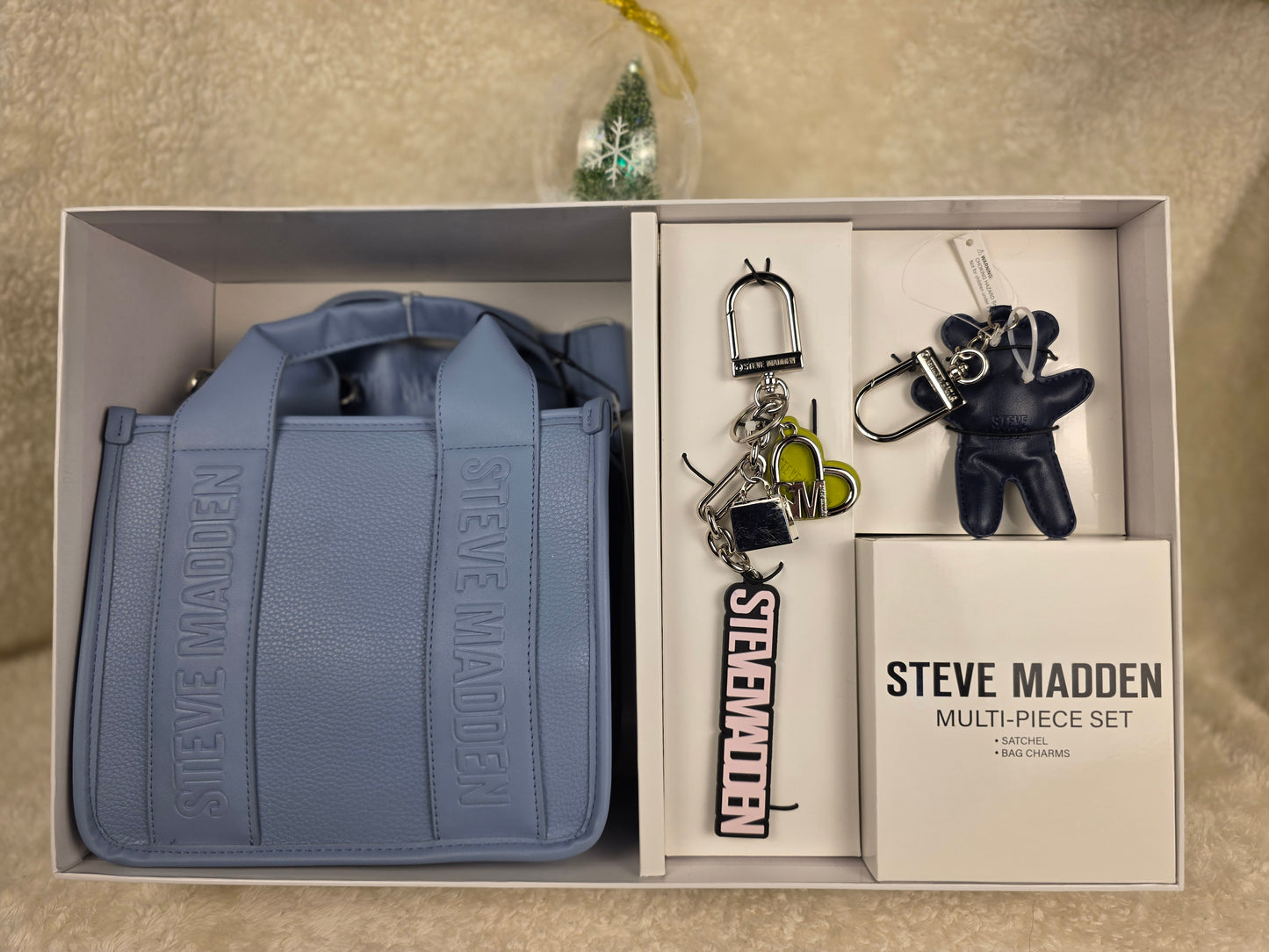 Steve Madden Blue Satchel Gift Set with Charms