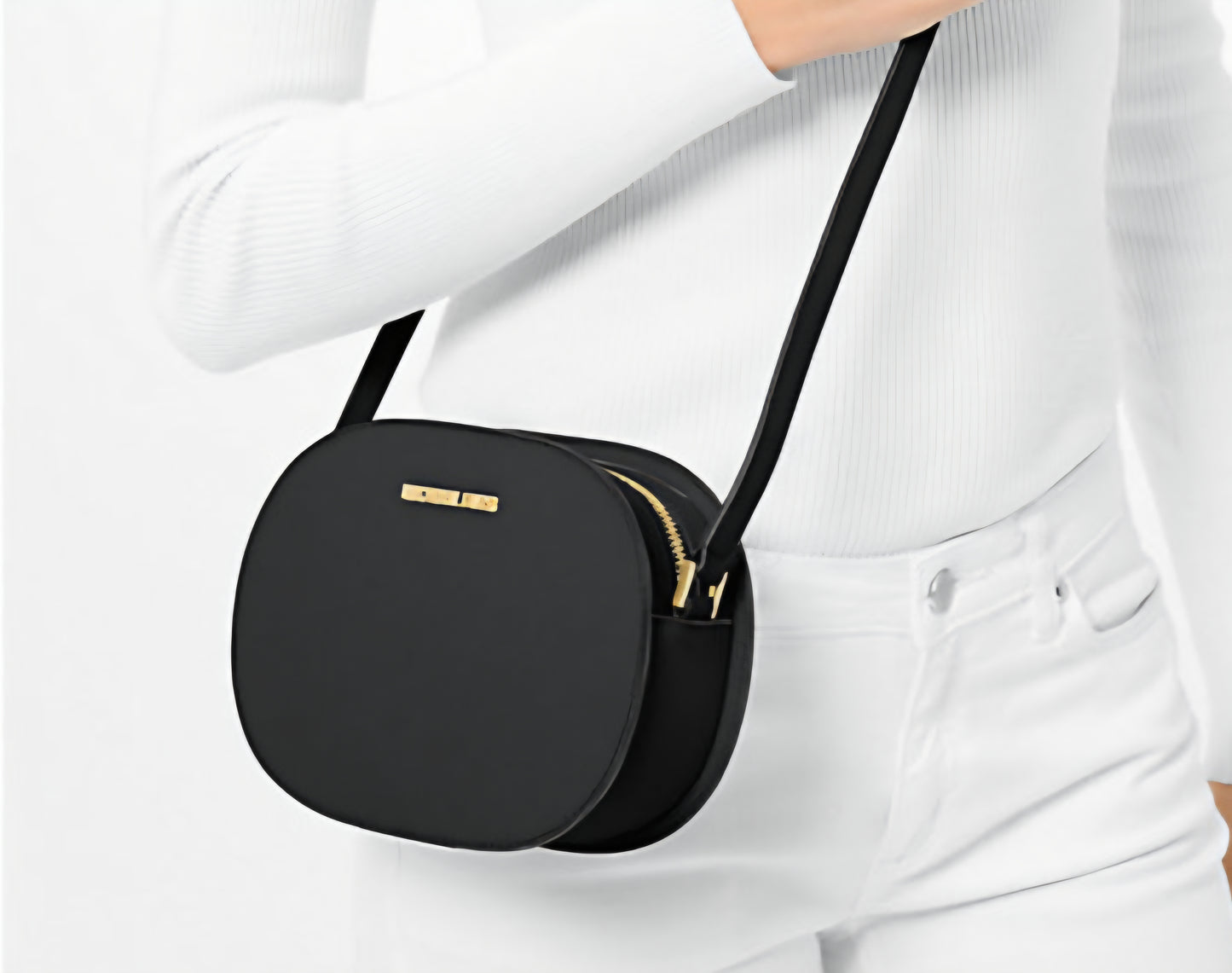 Michael Kors Black Crossbody Bag with Gold Accents