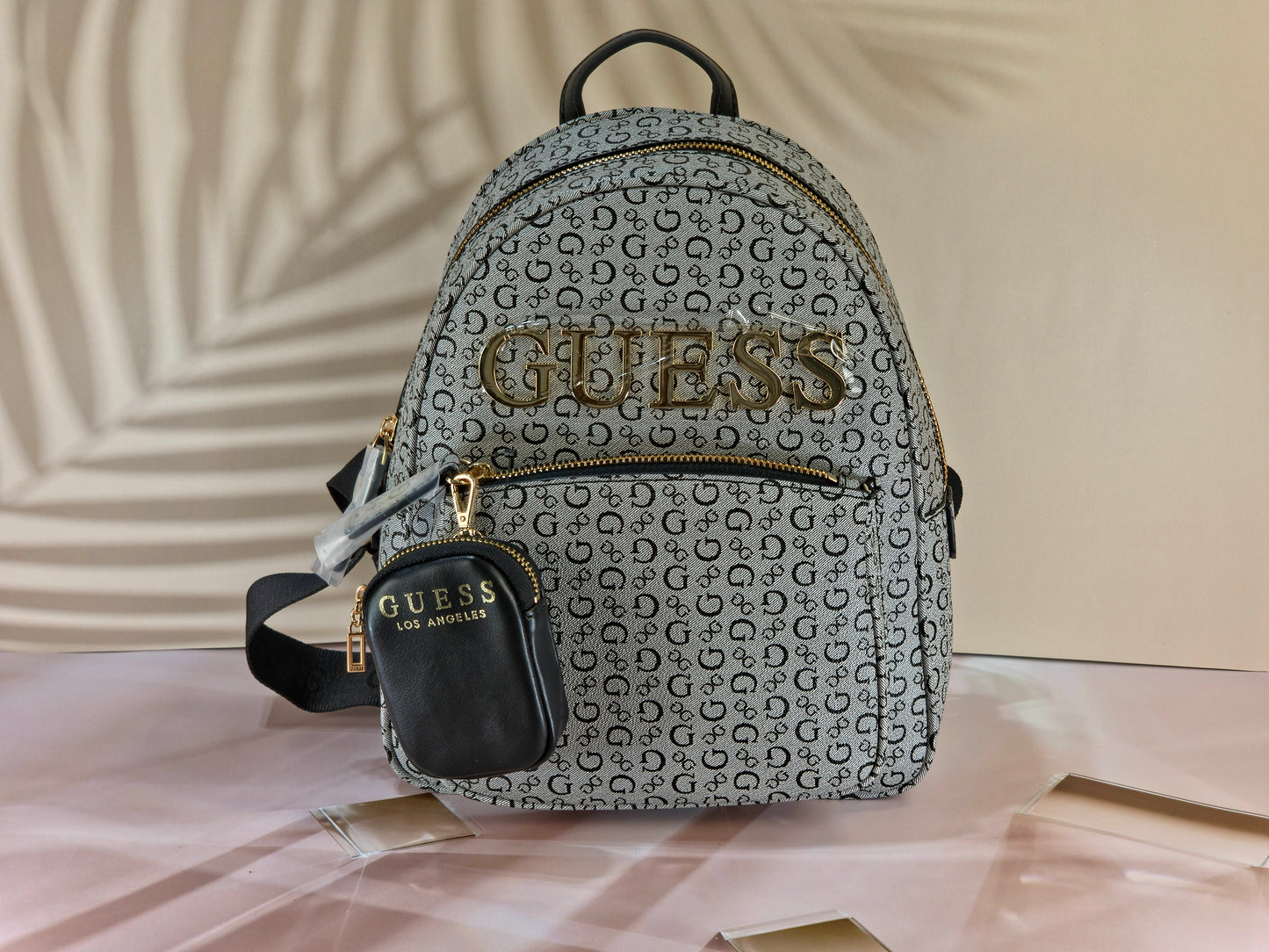 GUESS Gray and Black Logo Backpack