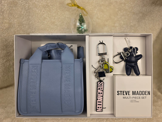 Steve Madden Blue Satchel Gift Set with Charms