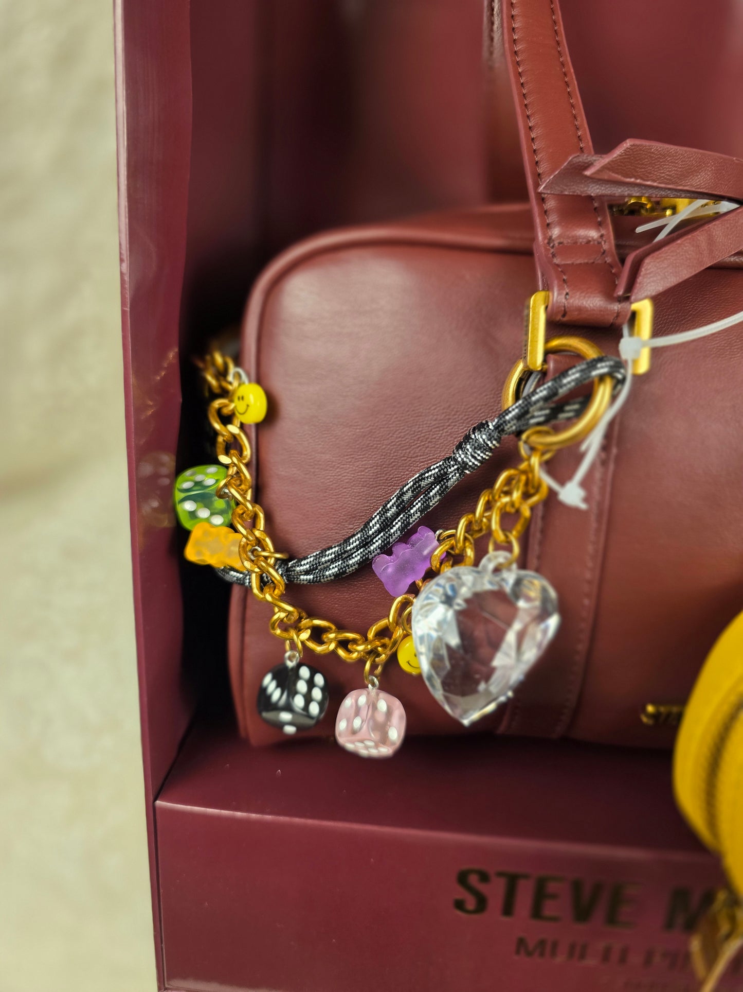 Steve Madden Burgundy and Yellow Women's Bag set, Christmas