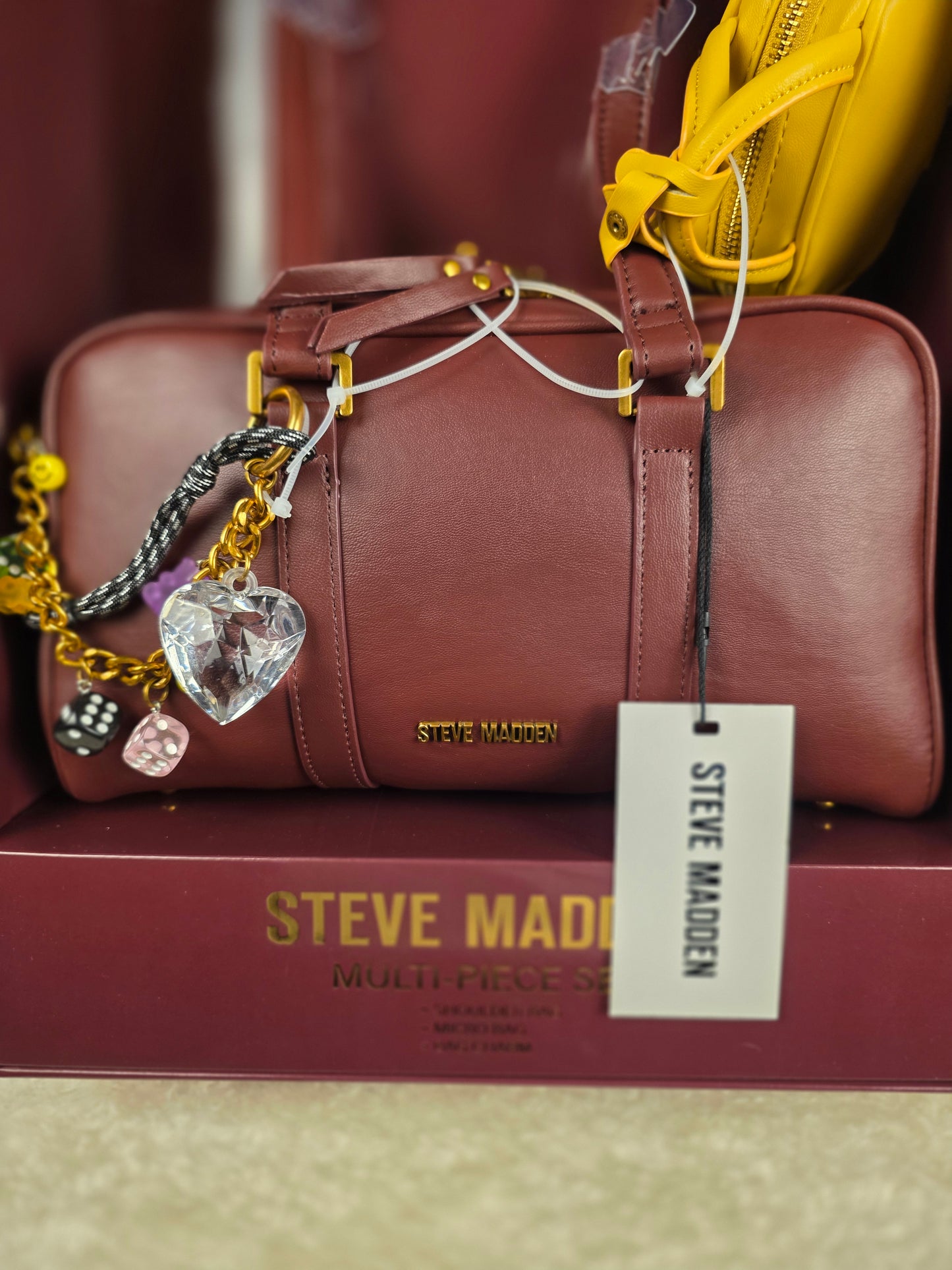 Steve Madden Burgundy and Yellow Women's Bag set, Christmas