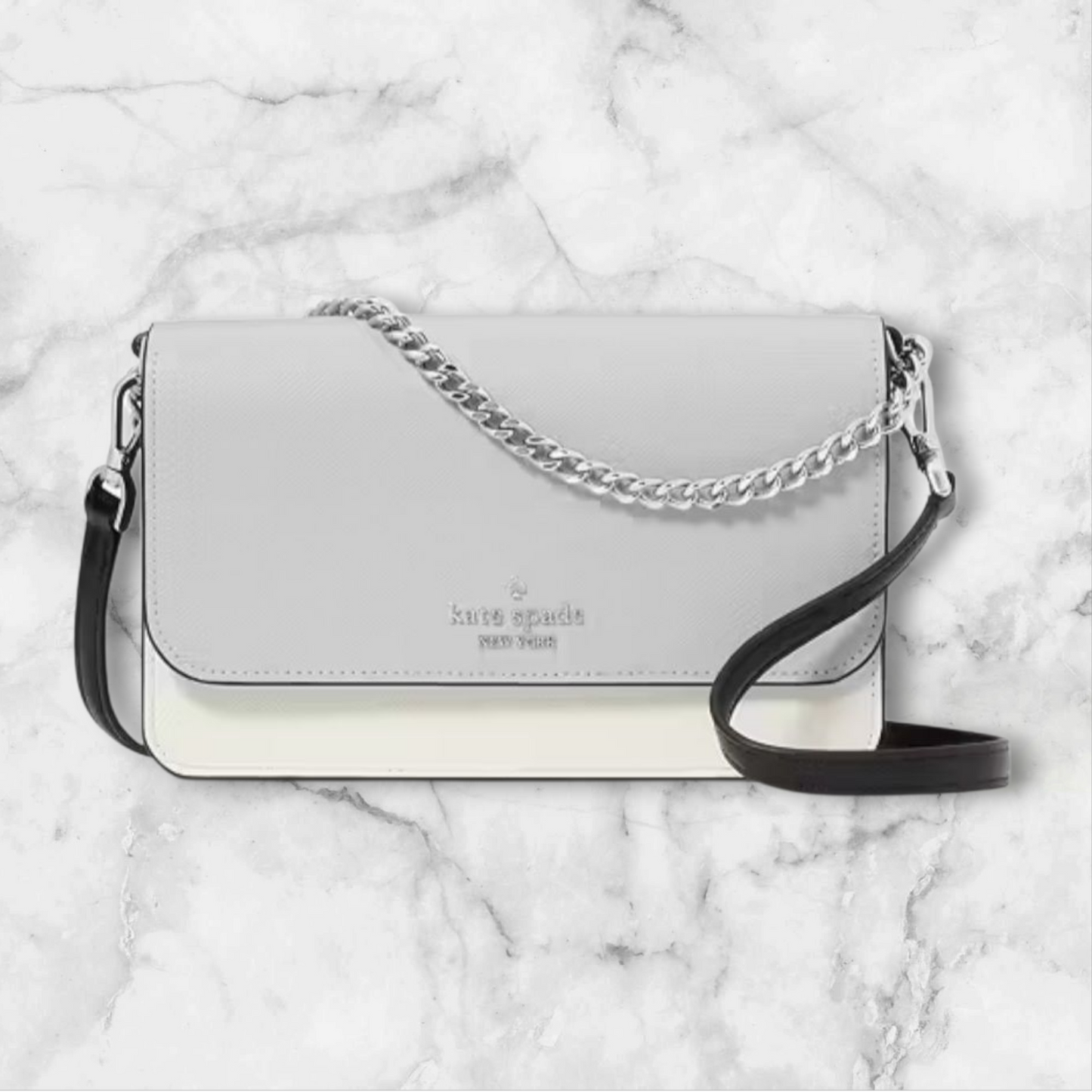 Kate Spade Madison Willow Mini Flap Crossbody Platinum Gray