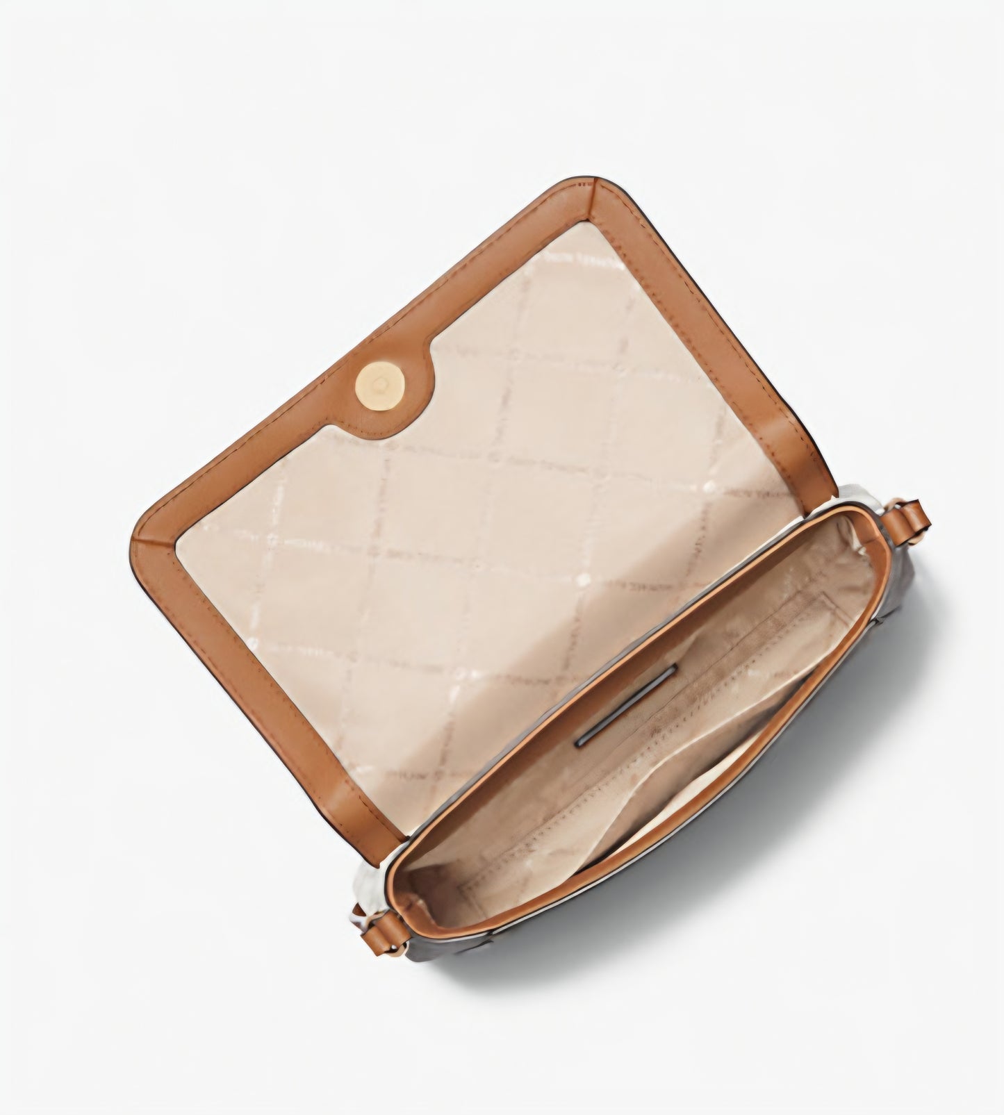 Michael Kors Tan and White Crossbody Bag with Gold Hardware