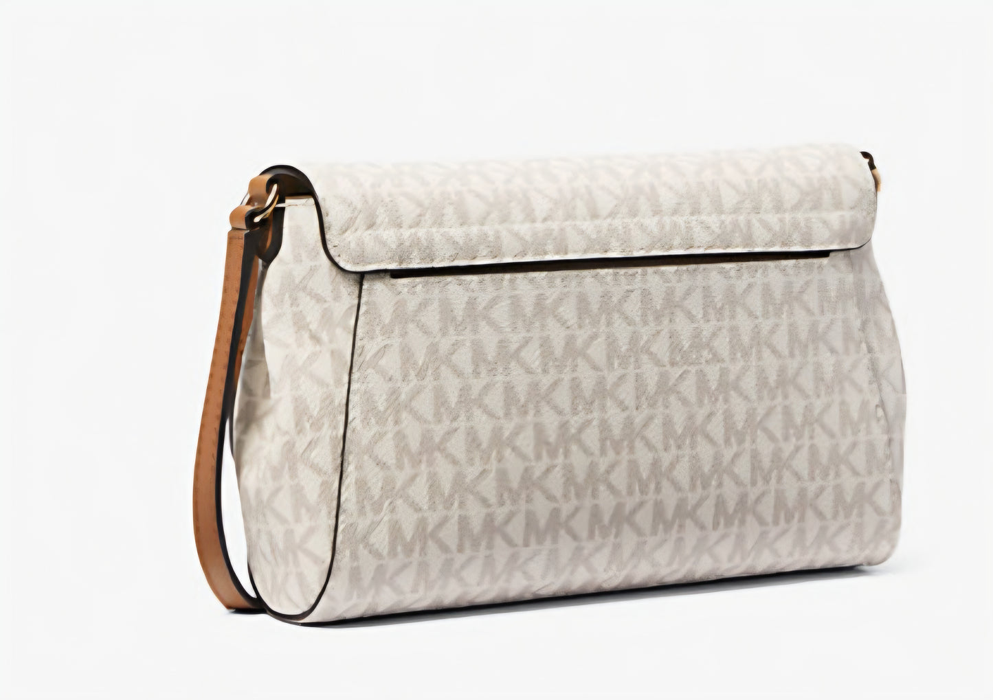 Michael Kors Tan and White Crossbody Bag with Gold Hardware