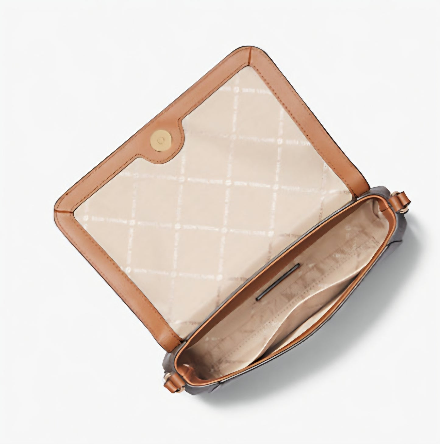 Michael Kors Brown Monogram Crossbody Bag with Gold-Tone Accents