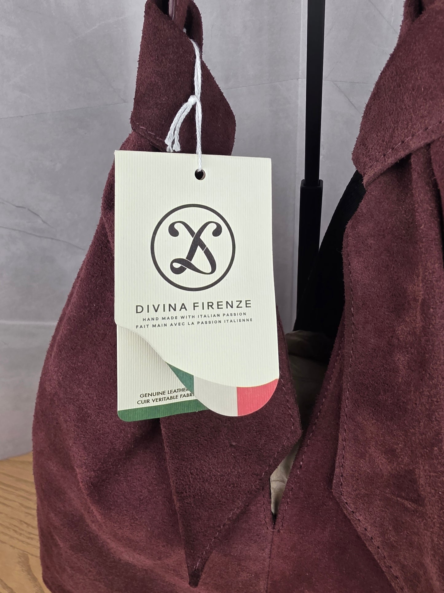 Suede Bow Tote Bag - Burgundy