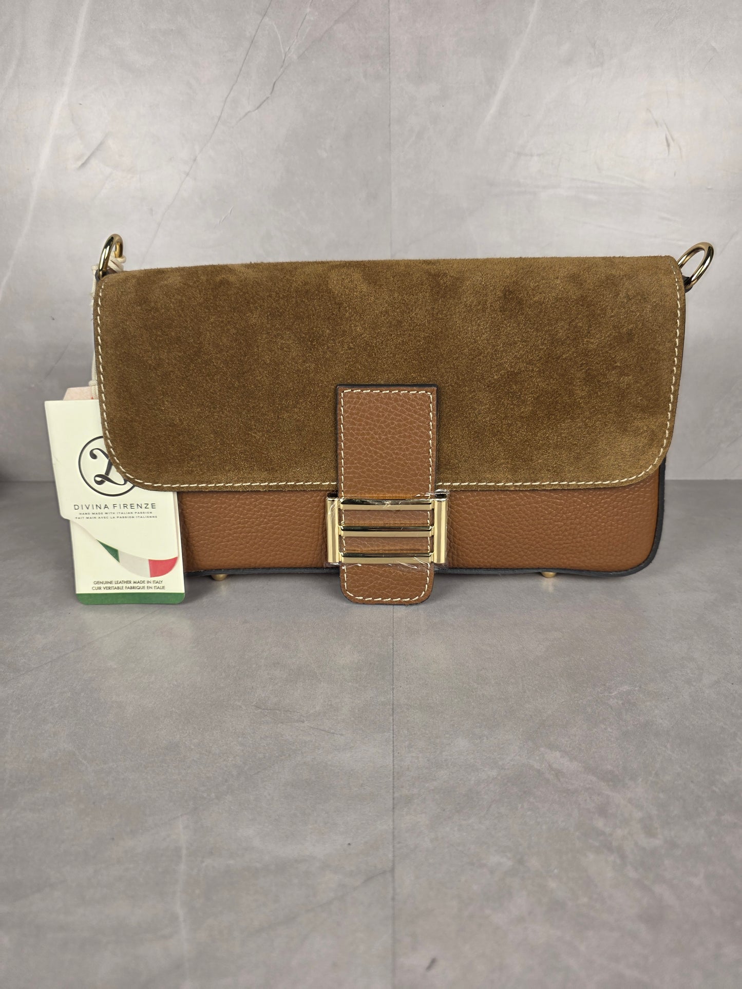 Divina Firenze Brown Suede and Leather Women's Bag