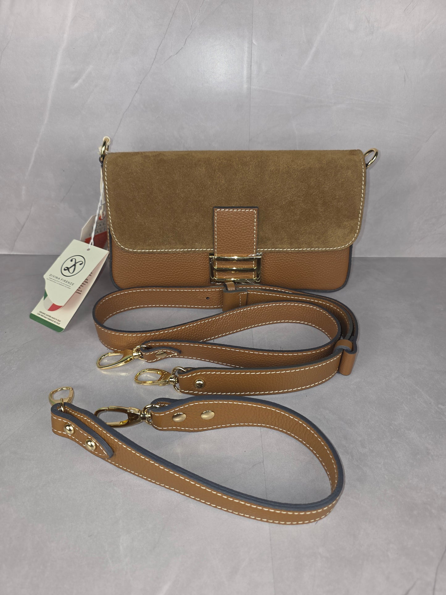 Divina Firenze Brown Suede and Leather Women's Bag