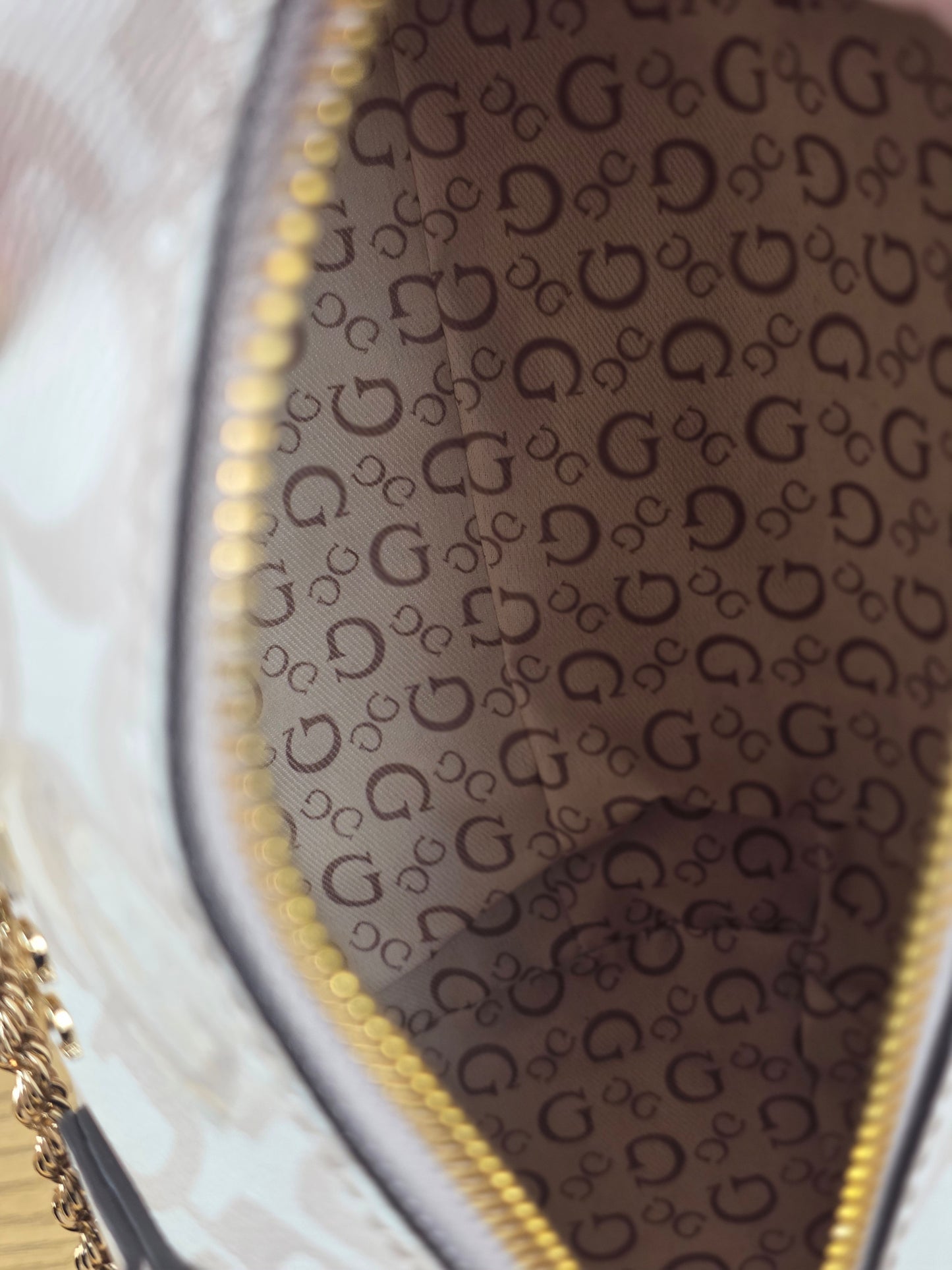 GUESS Cream Logo Satchel Bag