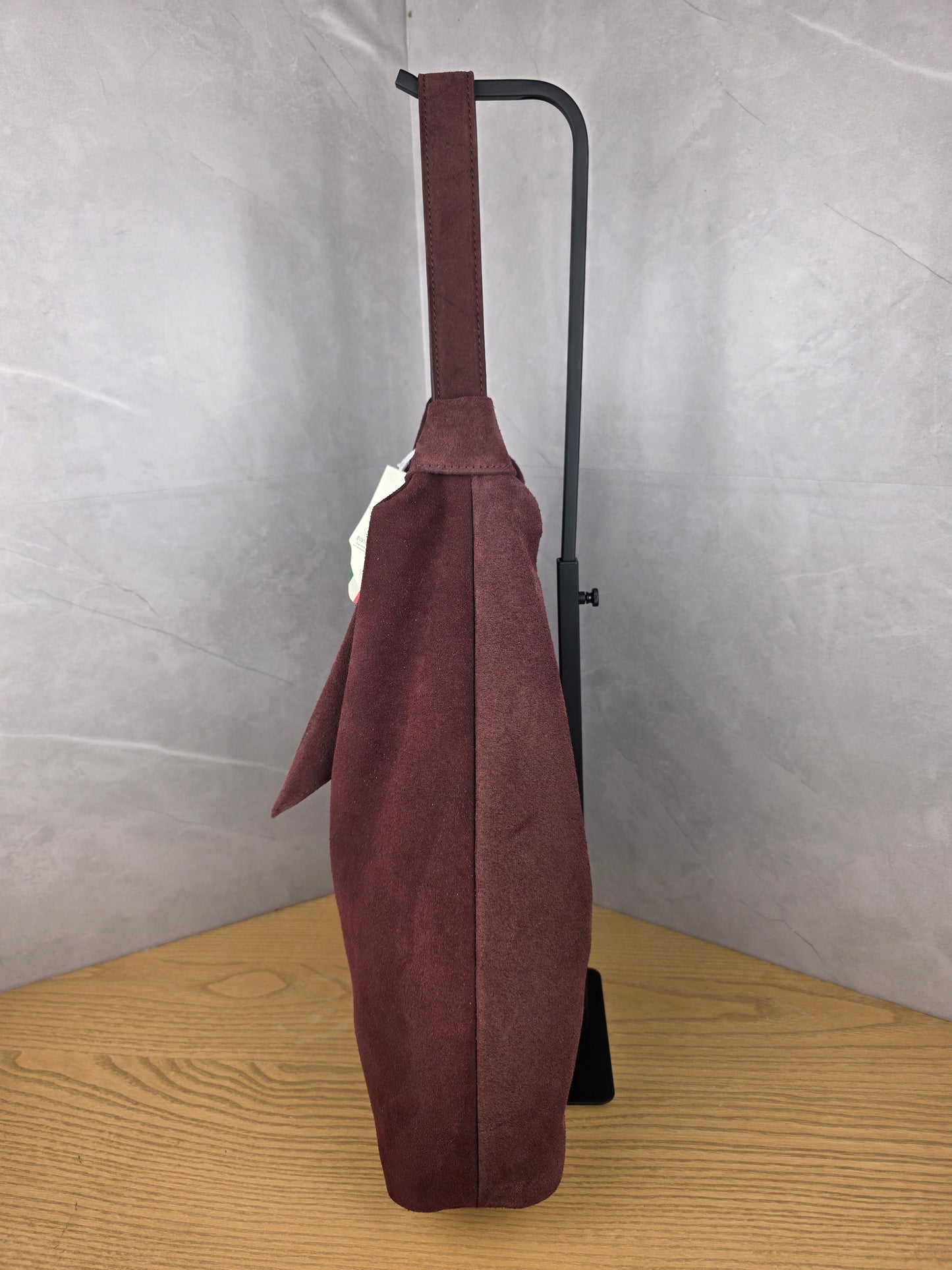 Suede Bow Tote Bag - Burgundy