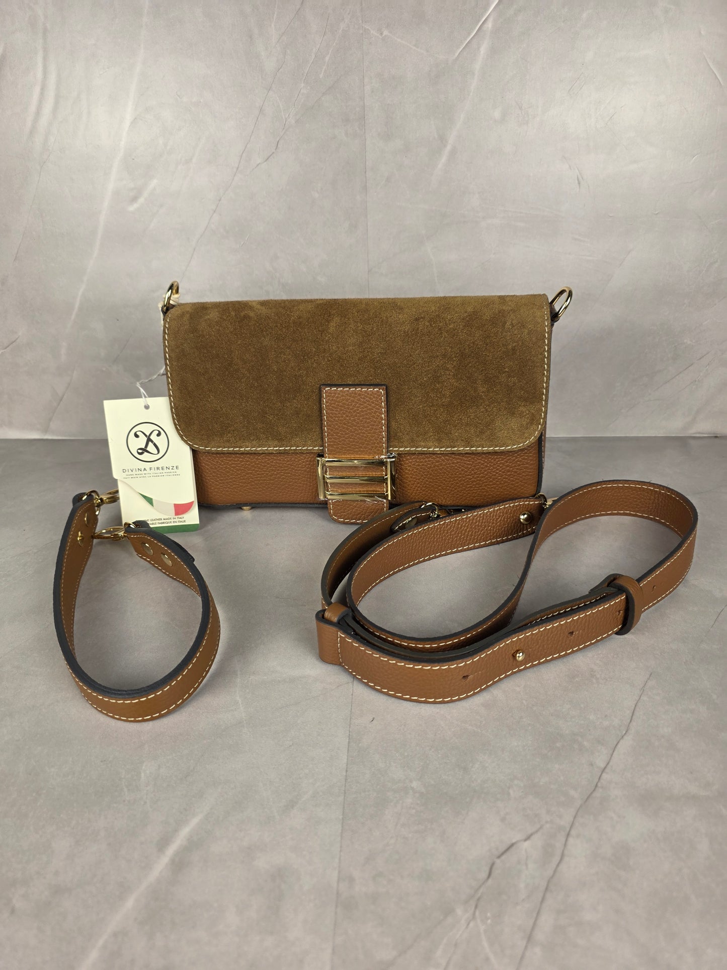 Divina Firenze Brown Suede and Leather Women's Bag