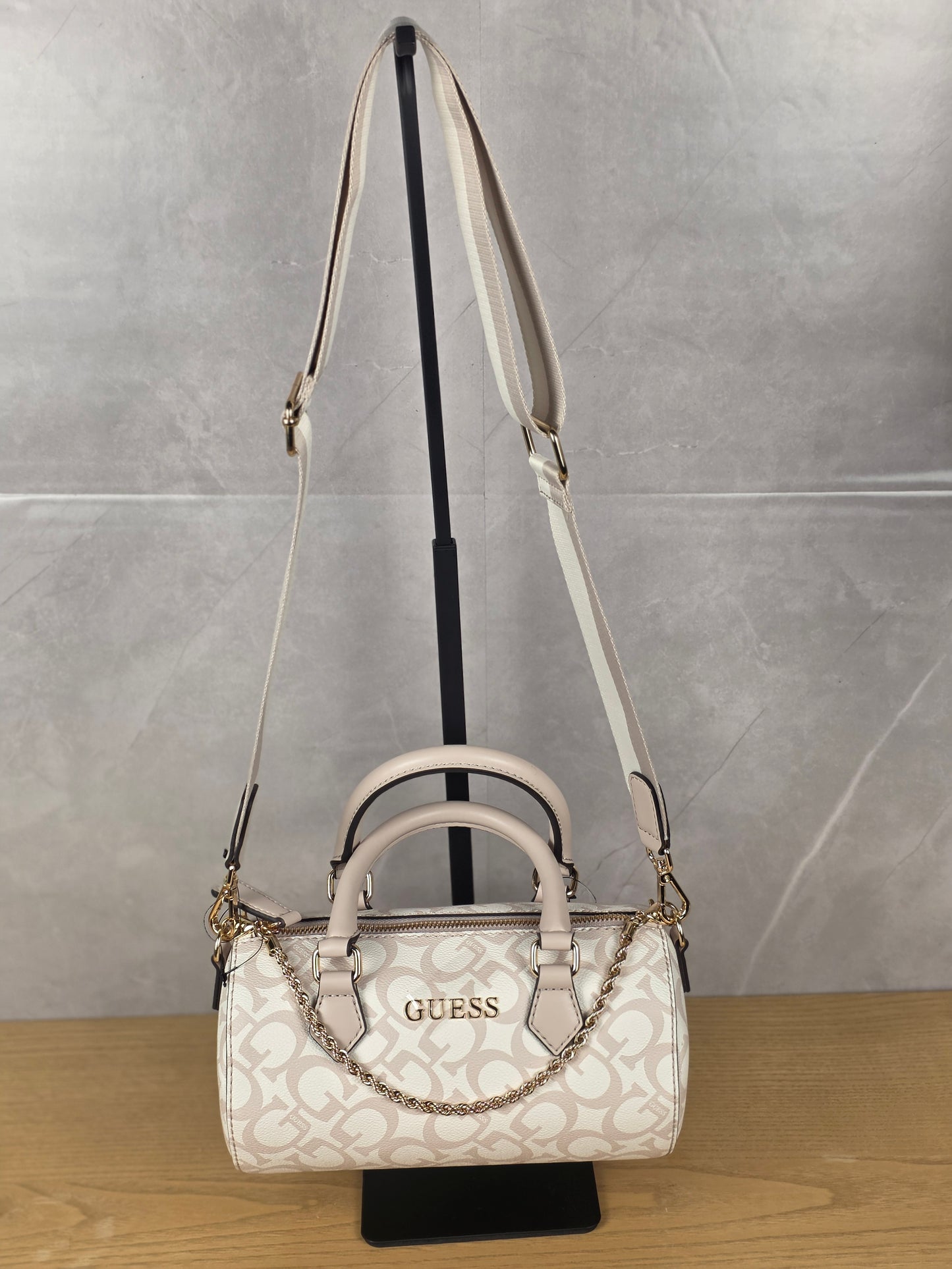 GUESS Cream Logo Satchel Bag