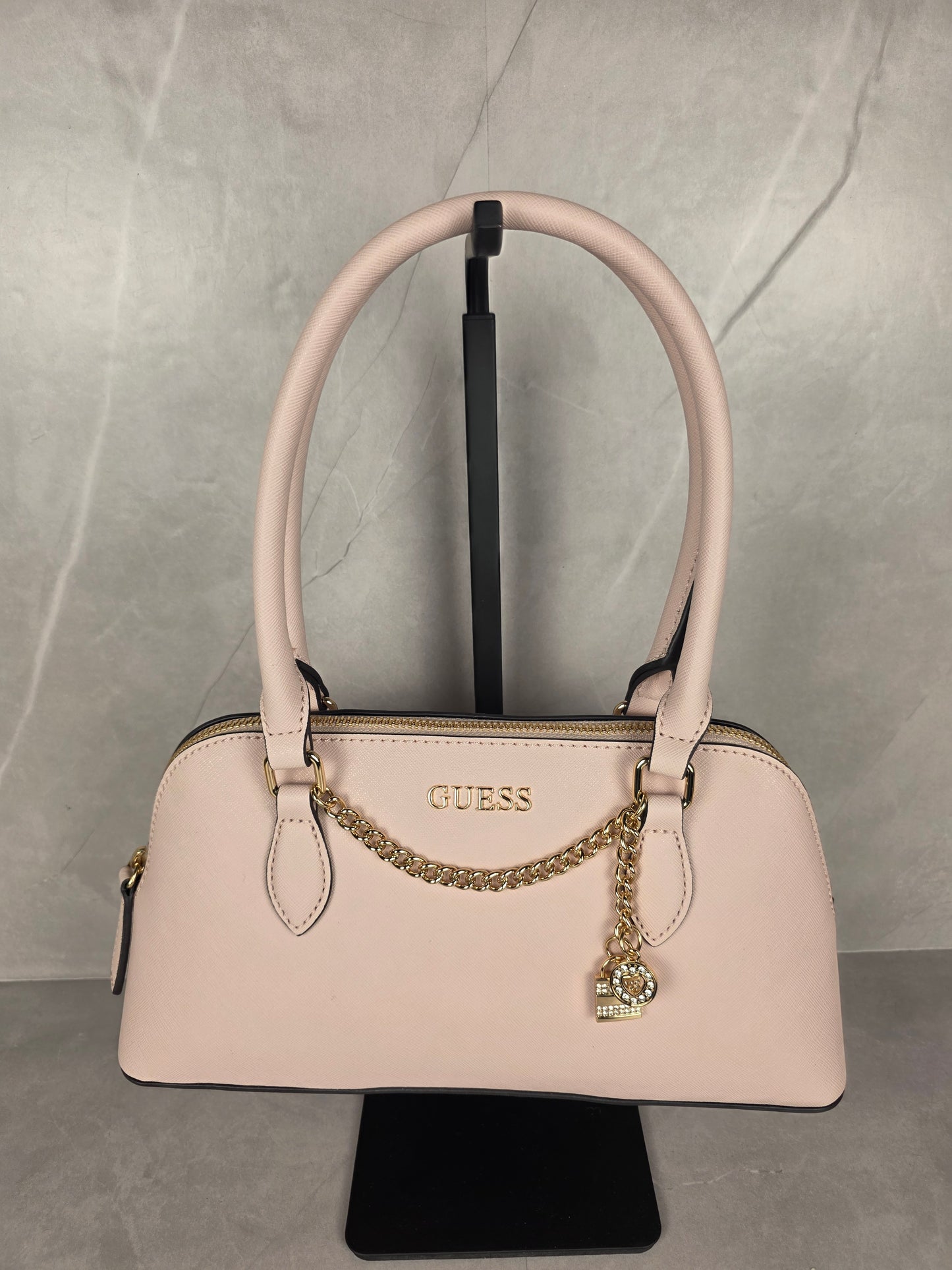 GUESS Pink Handbag with Gold Accents